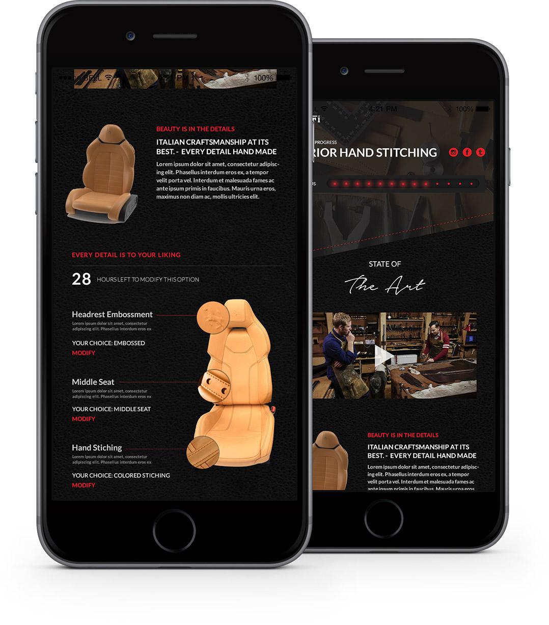 Customization on mobile app